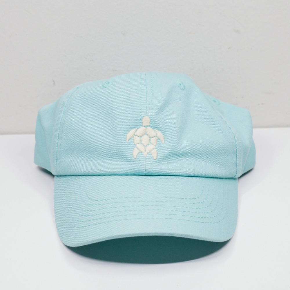 SPARTINA 449 Sea Turtle Embroidered Cotton Twill Baseball Hat Aqua Blue Sz OS